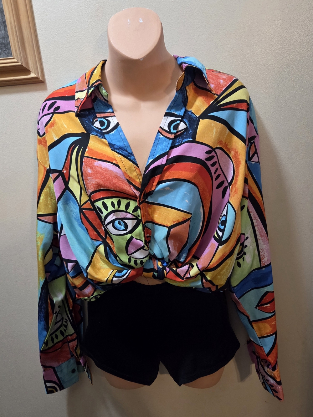 Live 4 Truth Multicolor Abstract Eye-Print Button Front Blouse